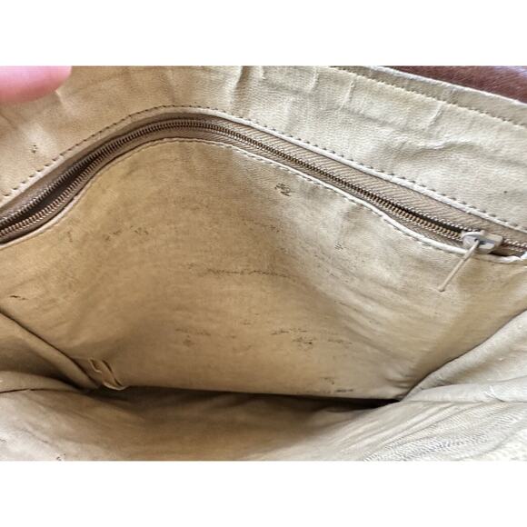 Vintage Burgundy Leather Crossbody Messenger Bag With Divider 11x13" - Picture 8 of 16